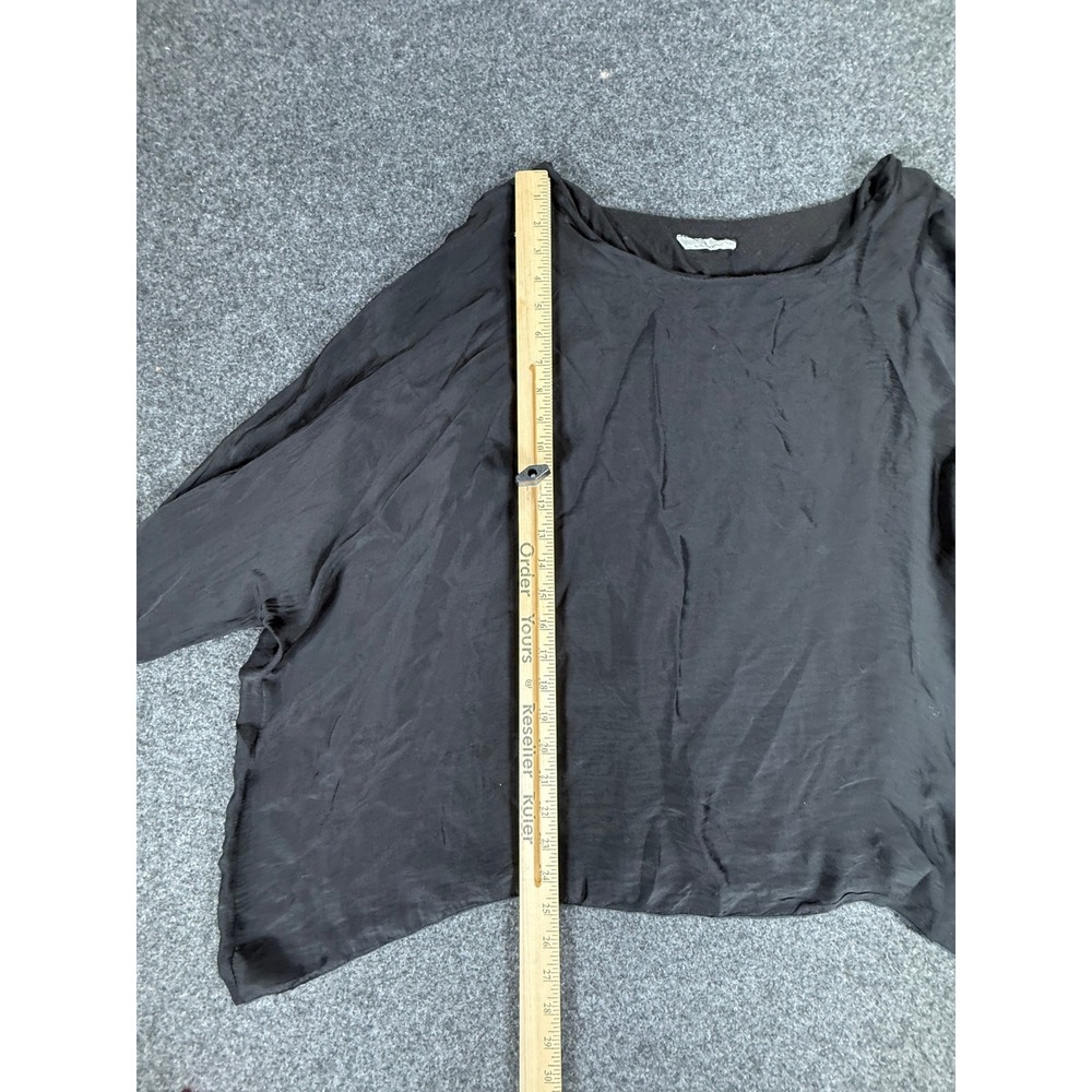 Baci Top Womens M/L Black Silk Blend Lagenlook Batwing Sleeve Made in Italy - Picture 2 of 11